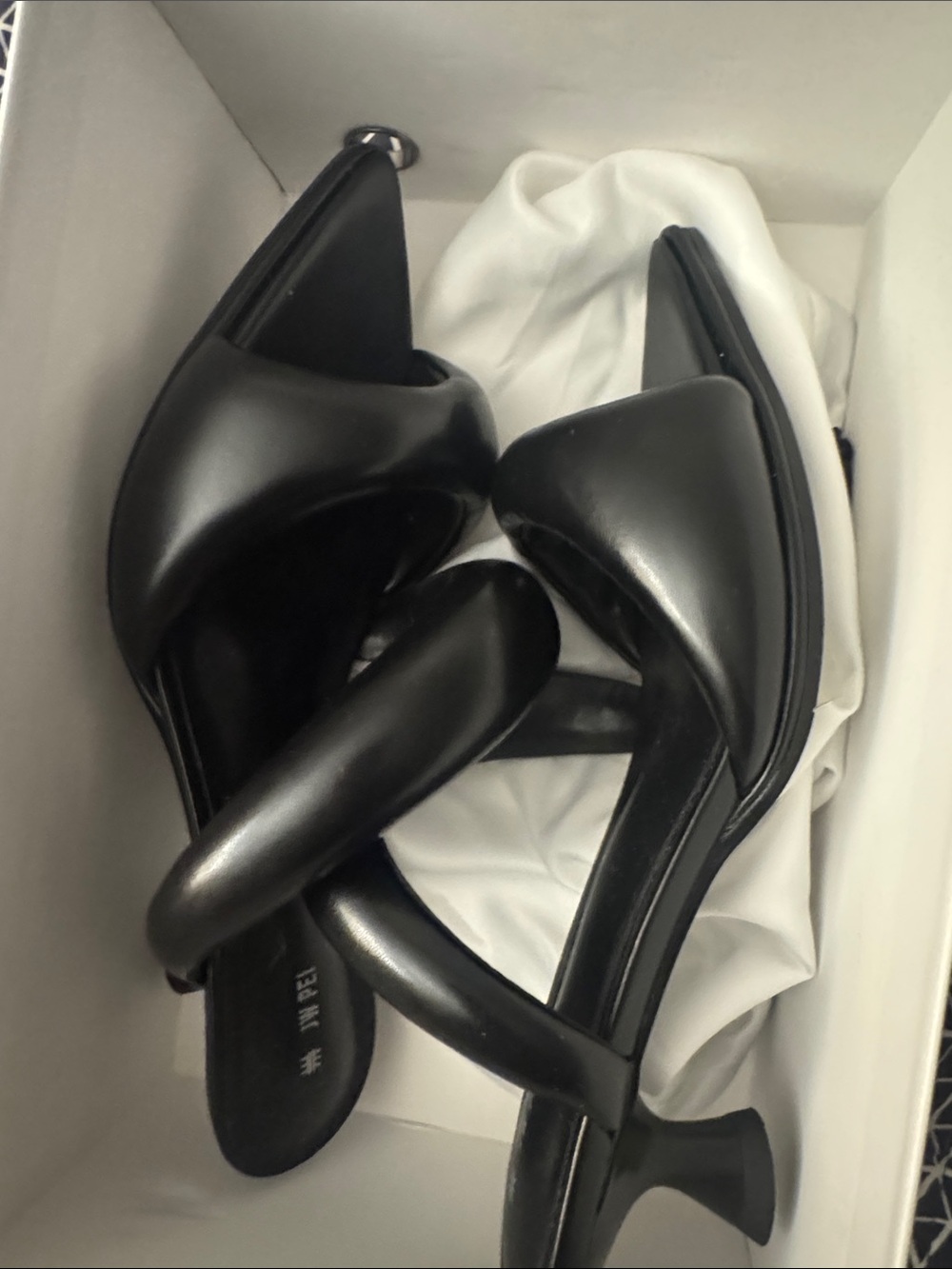 JW PEI Black Pointed Toe Slip-On Heels